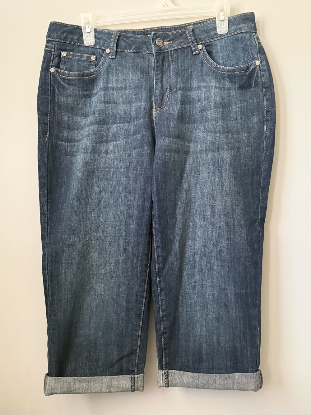 NWOT Earl Jeans Women's Boyfriend Crop in Dark Blue Denim